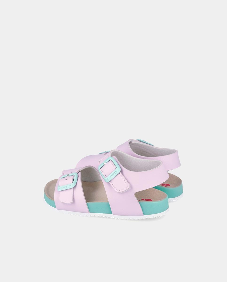 Sandálias Abertas Infantil com Velcro e Fivelas Lilás-3