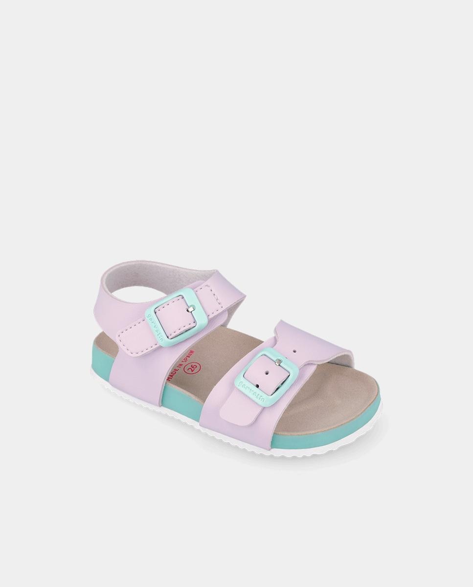 Sandálias Abertas Infantil com Velcro e Fivelas Lilás-4