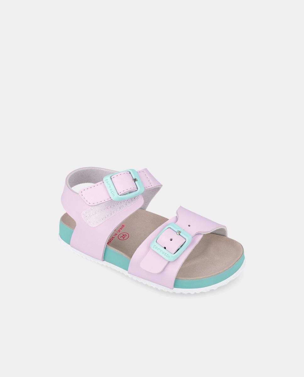 Sandálias Abertas Infantil com Velcro e Fivelas Lilás-6