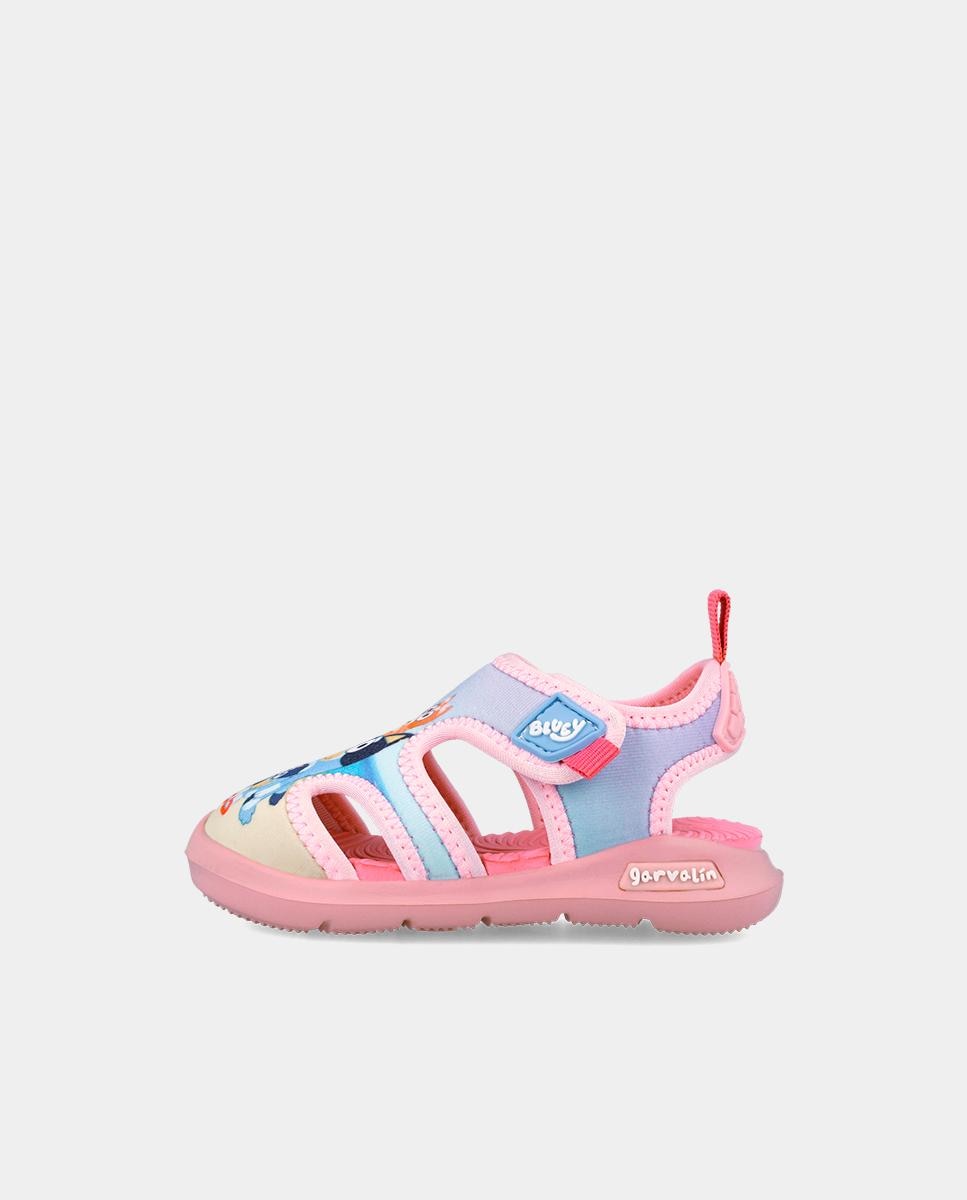 Sandálias Fechadas Infantil com Velcro e Detalhes em Contraste Garvalín Rosa / azul marinho-4
