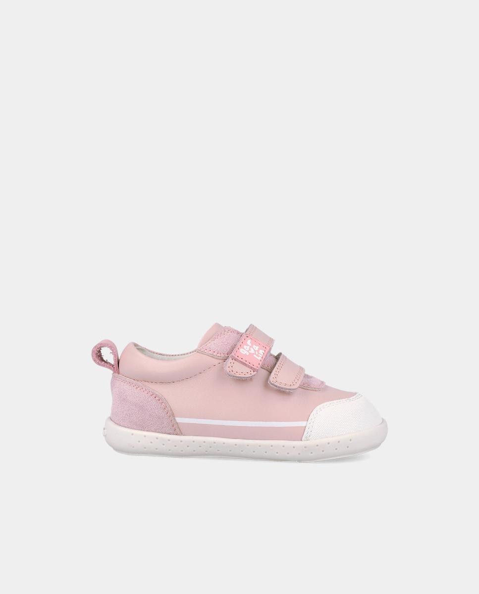 Sapatilhas Desportivas de Bebés Respeituosas com o Crescimento Do Pé com Velcro Garvalín Rosa-claro-1