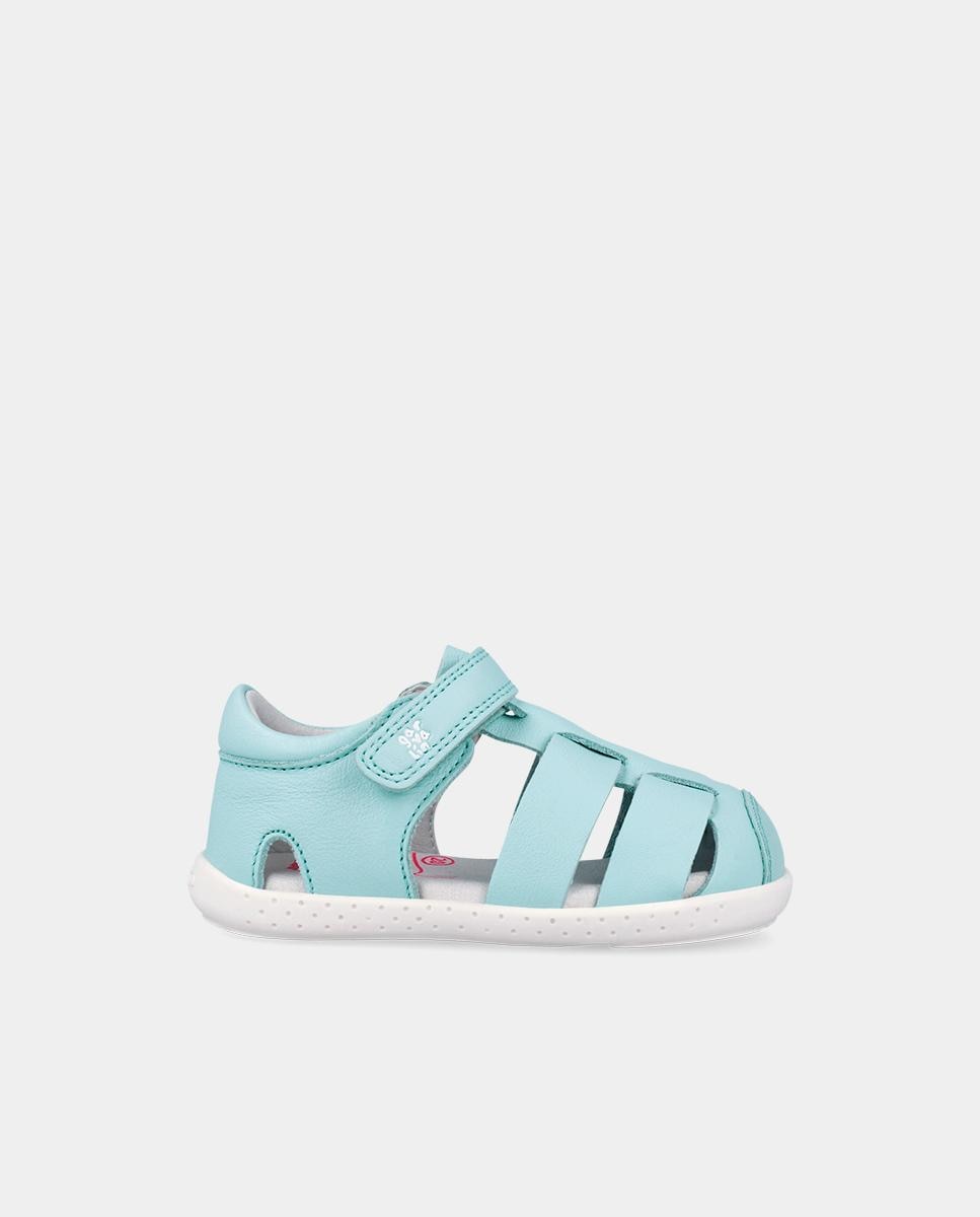 Sandálias Fechadas Infantil Respeituosas com o Crescimento Do Pé e Velcro Azul-celeste-1
