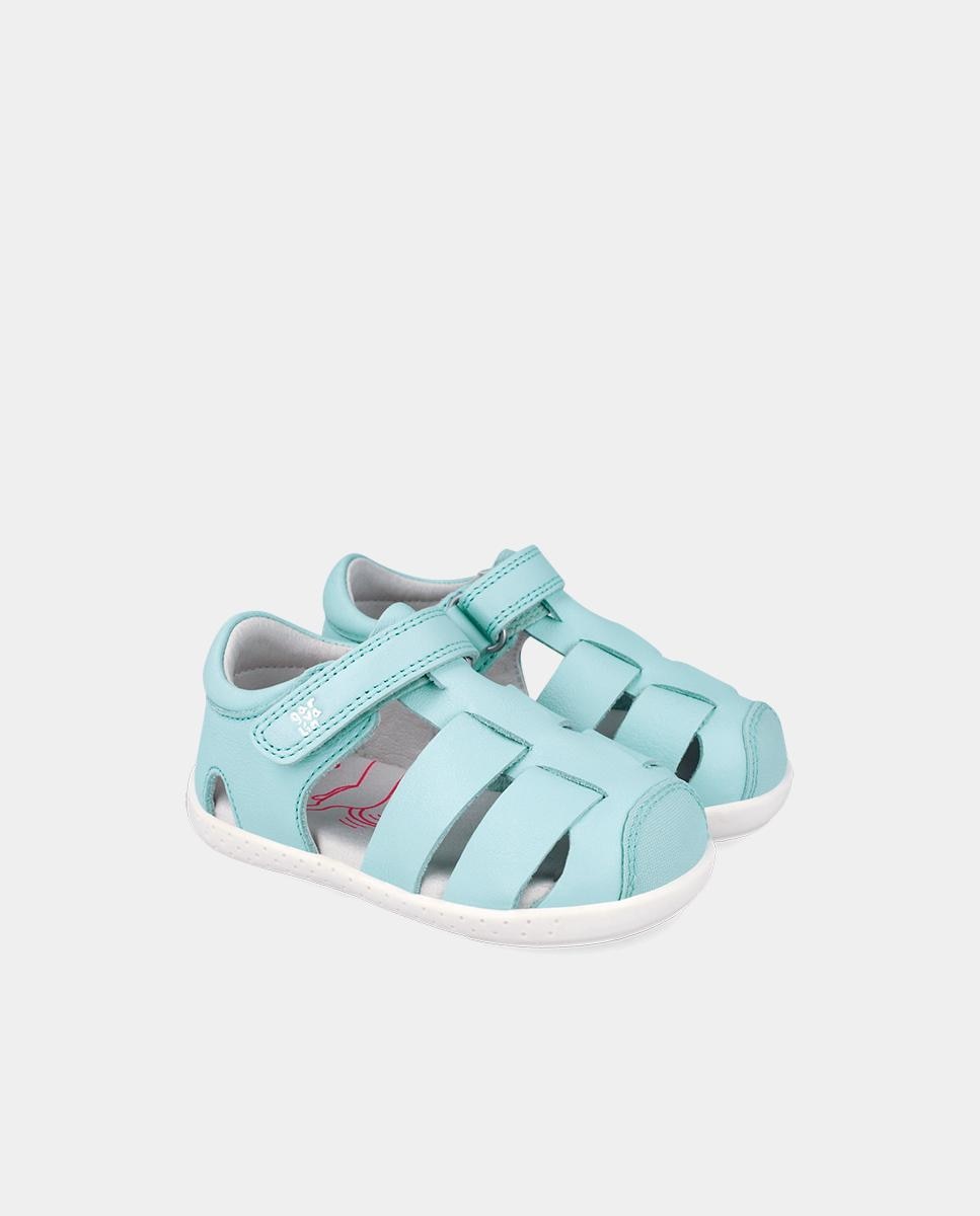 Sandálias Fechadas Infantil Respeituosas com o Crescimento Do Pé e Velcro Azul-celeste-2