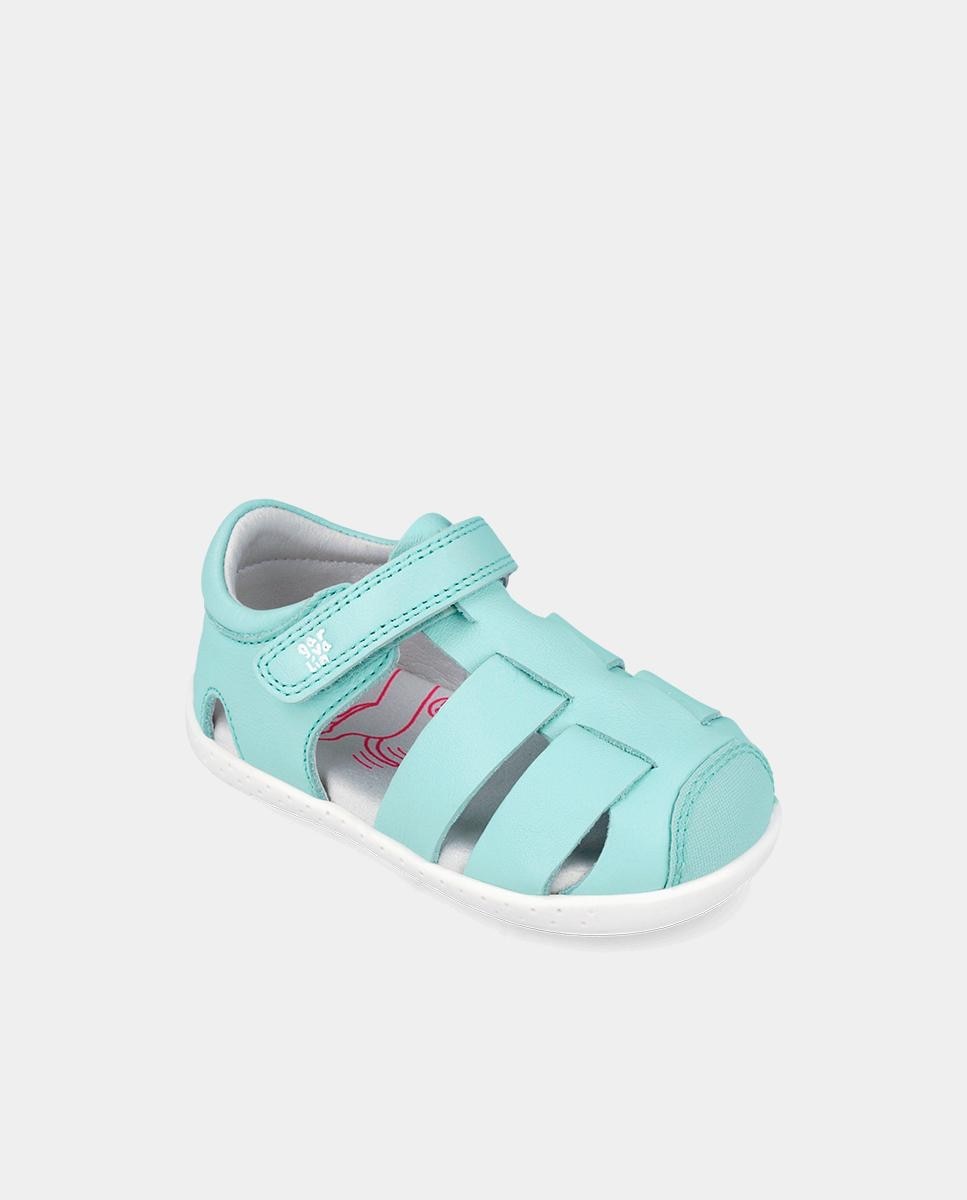 Sandálias Fechadas Infantil Respeituosas com o Crescimento Do Pé e Velcro Azul-celeste-4