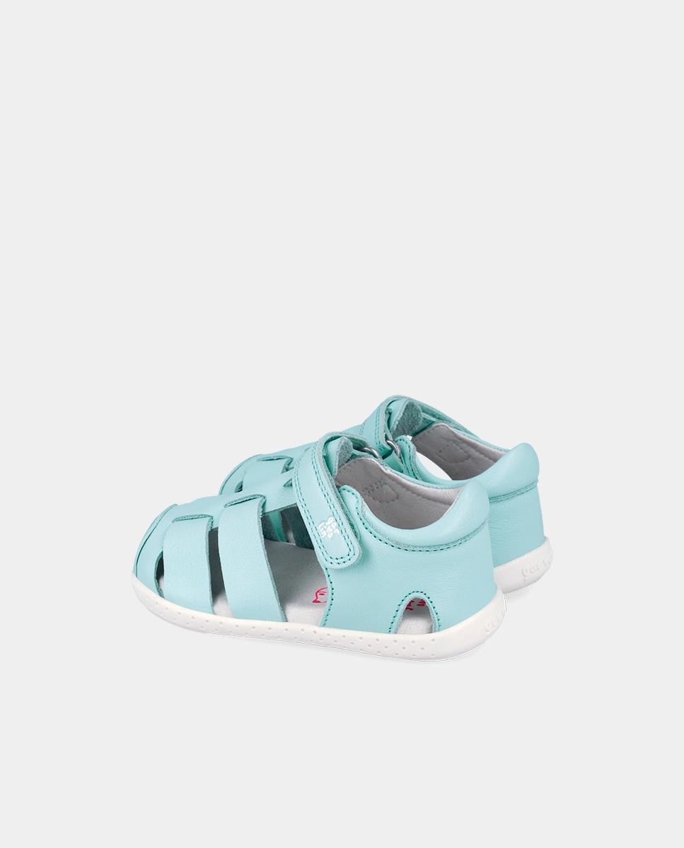 Sandálias Fechadas Infantil Respeituosas com o Crescimento Do Pé e Velcro Azul-celeste-5