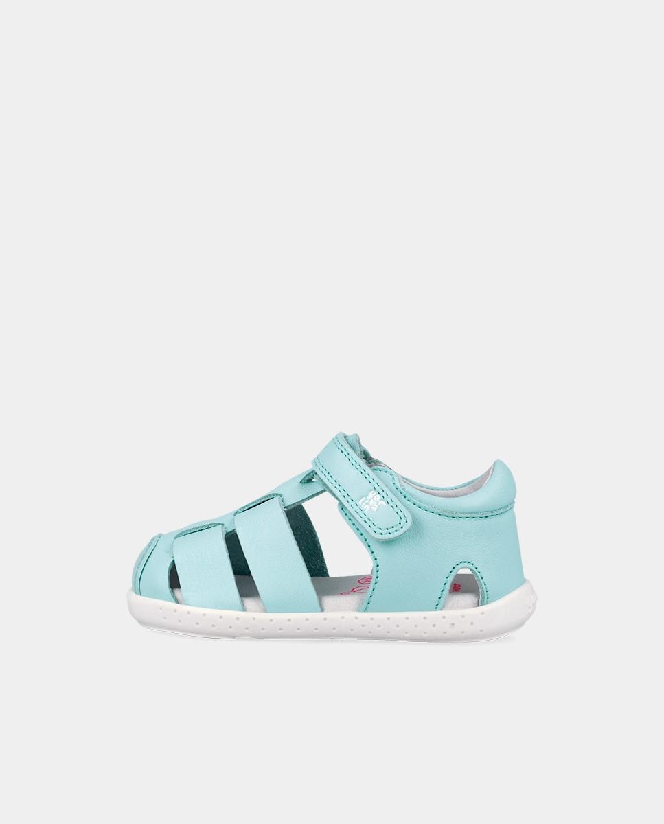 Sandálias Fechadas Infantil Respeituosas com o Crescimento Do Pé e Velcro Azul-celeste-6