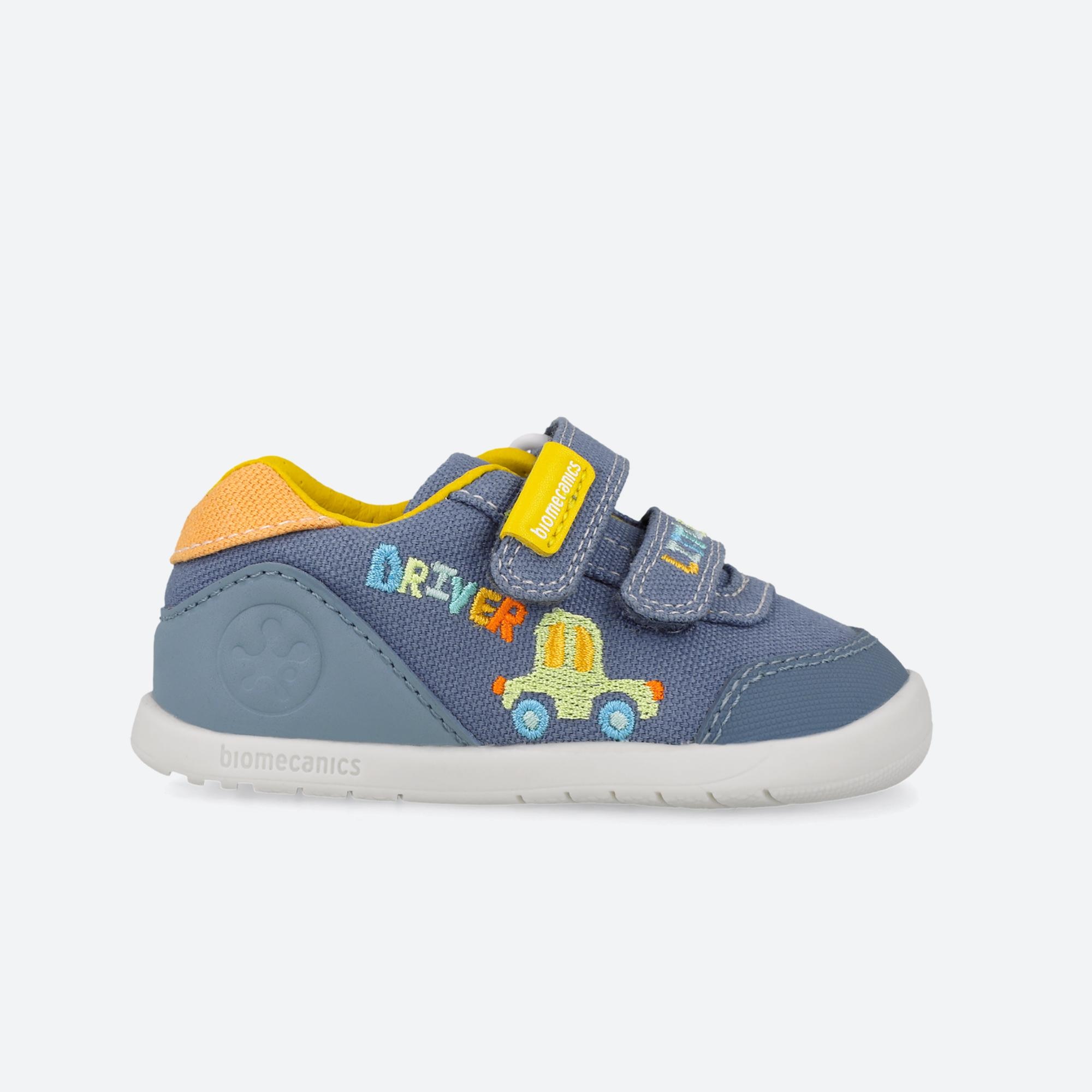 Sapatilhas Desportivas para Bebés Respeitosas com o Crescimento Natural Do Pé com Velcro Biomecanics Azul / Amarelo-1