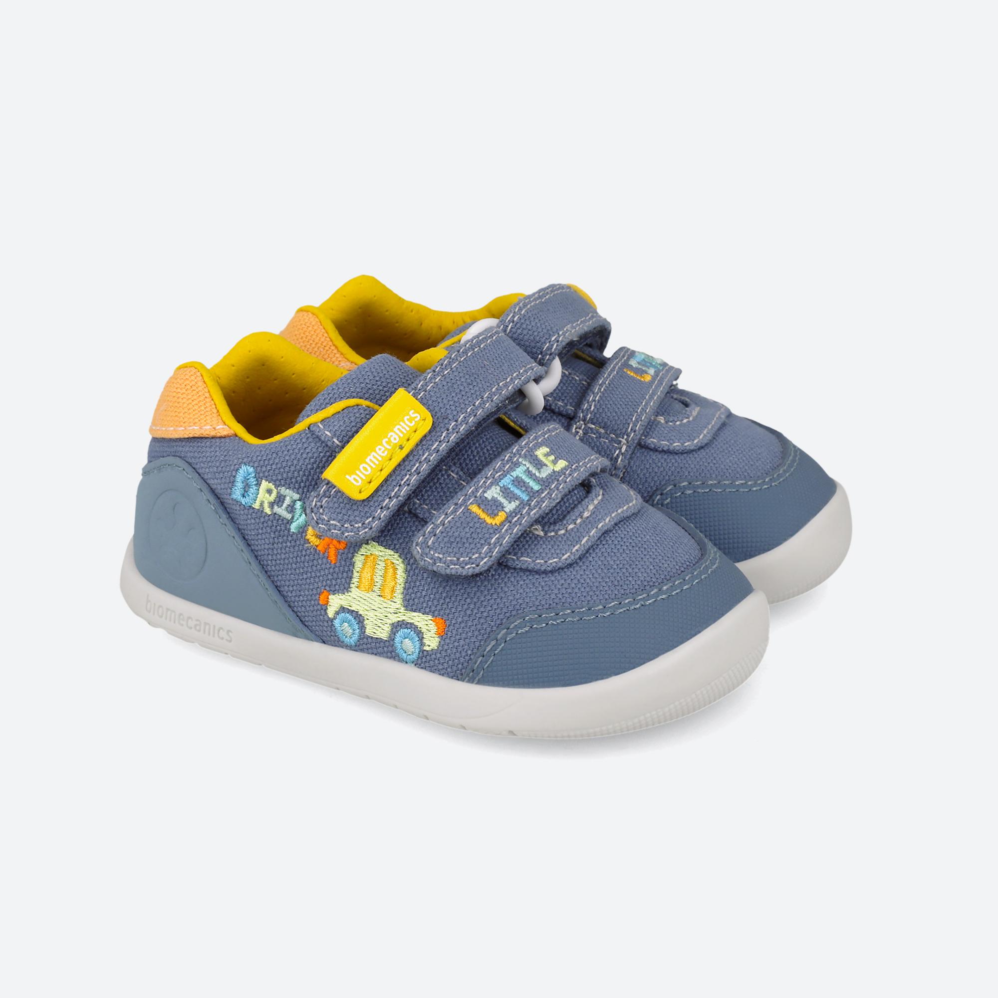 Sapatilhas Desportivas para Bebés Respeitosas com o Crescimento Natural Do Pé com Velcro Biomecanics Azul / Amarelo-2
