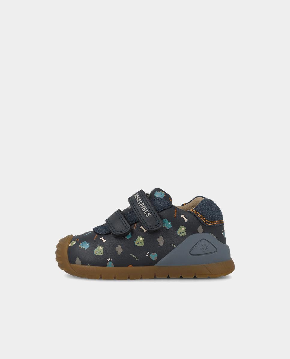 Zapatillas de Bebé para Primeros Pasos em Pele com Fecho Ajustável Azul-marinho-5