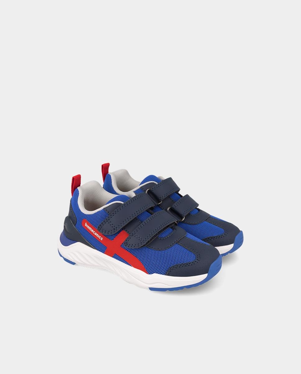 Sapatilhas para Criança com Biqueira Redonda e Fecho de Velcro Duplo. Azul-2