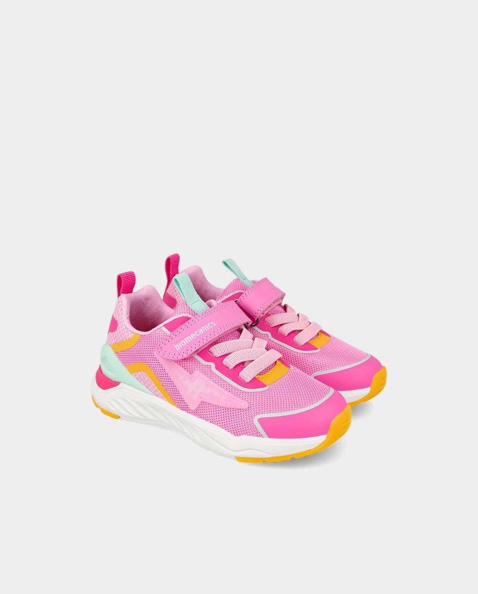 Sapatilhas para Menina com Biqueira Protegida e Fecho de Velcro com Elásticos Rosa-2