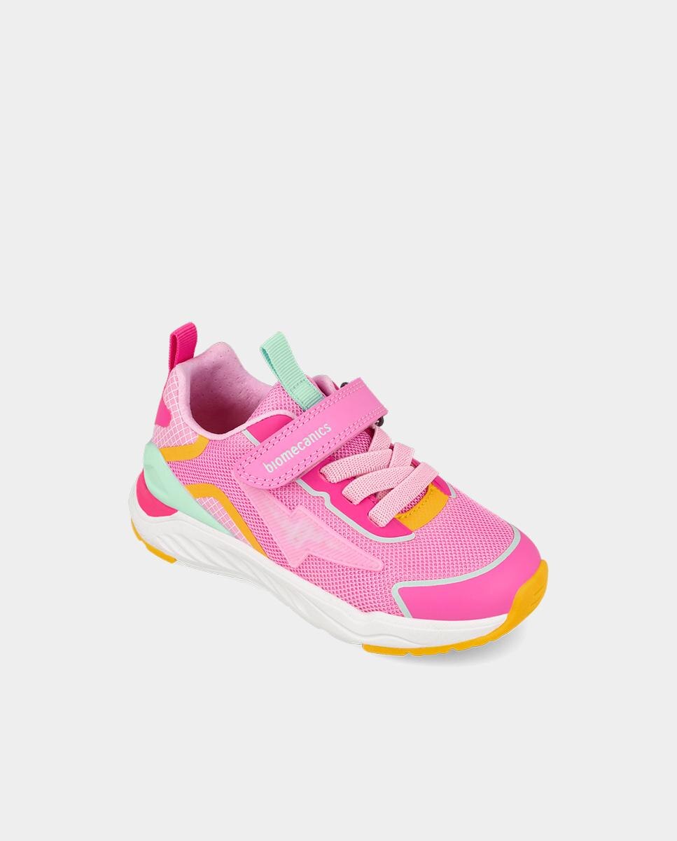 Sapatilhas para Menina com Biqueira Protegida e Fecho de Velcro com Elásticos Rosa-4
