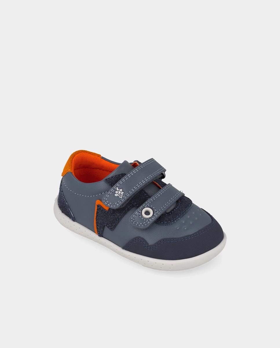 Sapatilha Barefoot Infantil com Fecho Ajustável e Forro On-steam Garvalín Azul-marinho-4