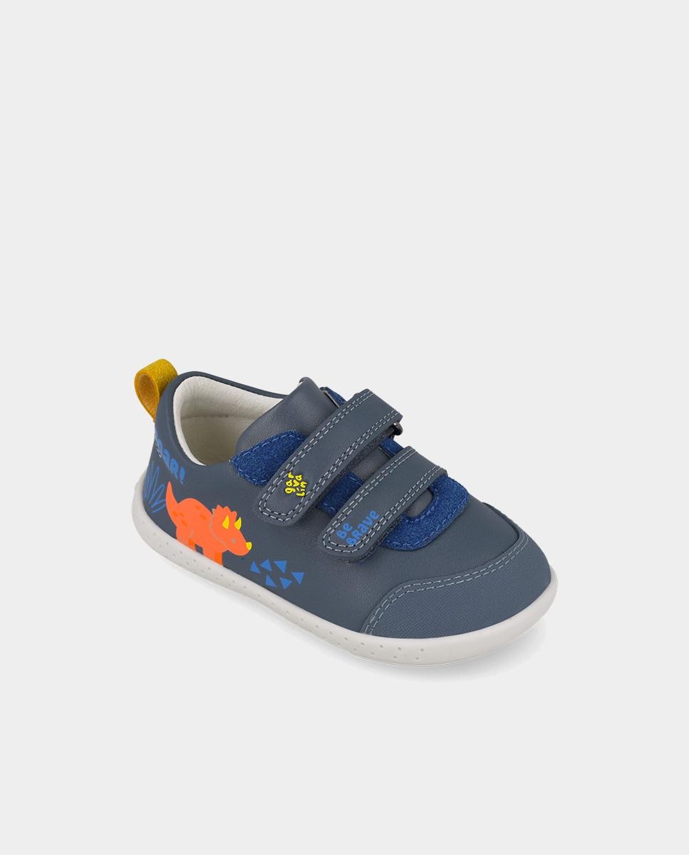 Sapatilha Barefoot Infantil com Fecho Ajustável e Forro On-steam Azul-marinho-4