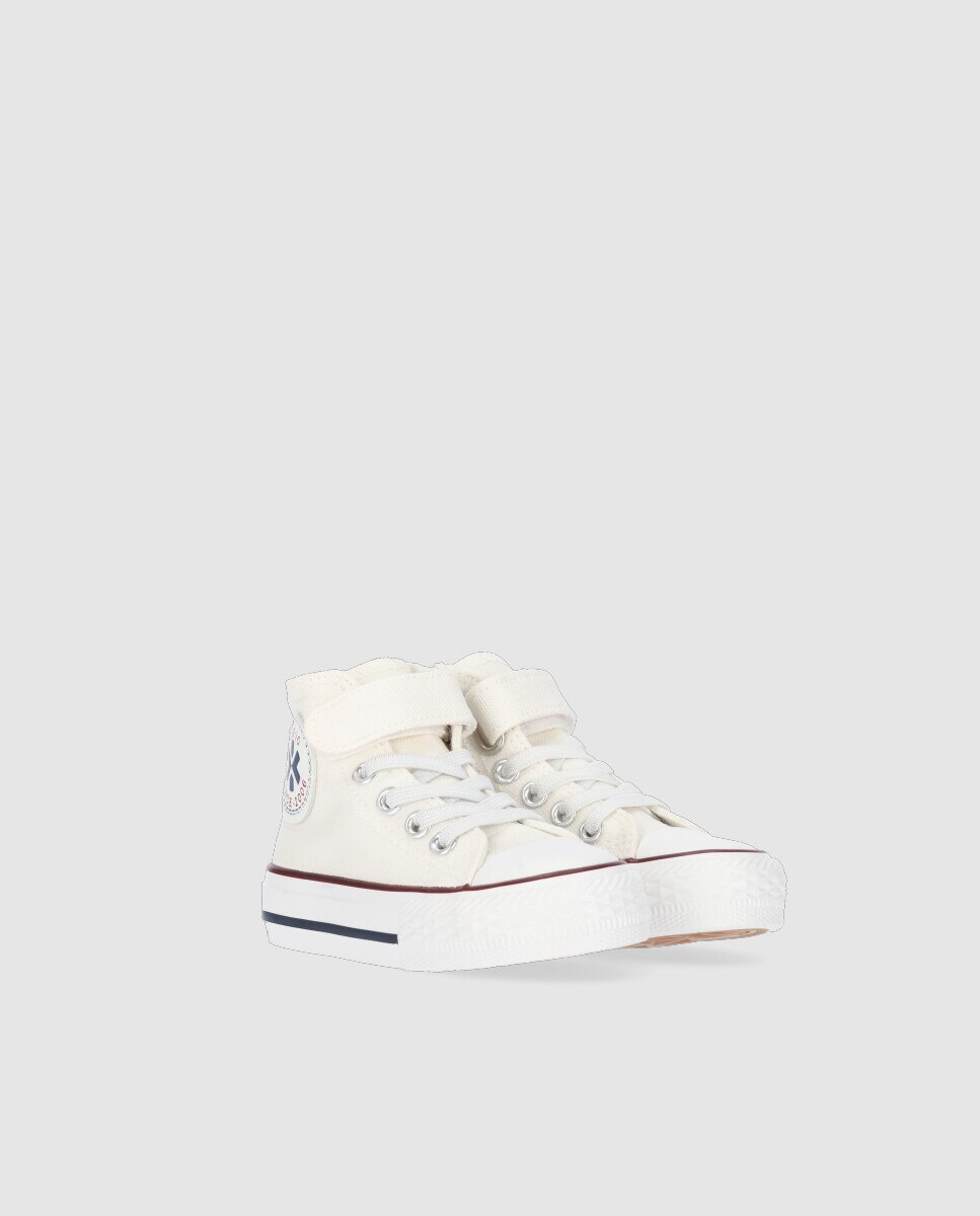 Sapatilhas de Lona Infantil Casual Rasas com Fecho Branco-2
