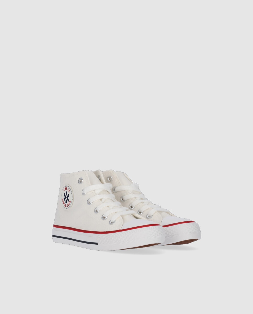 Sapatilhas de Lona Infantil Casual com Atacadores Branco-2