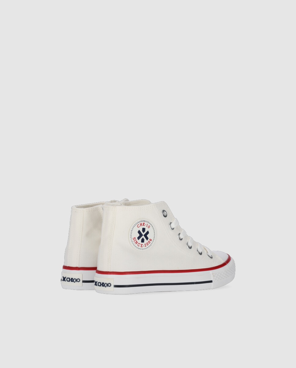 Sapatilhas de Lona Infantil Casual com Atacadores Branco-3