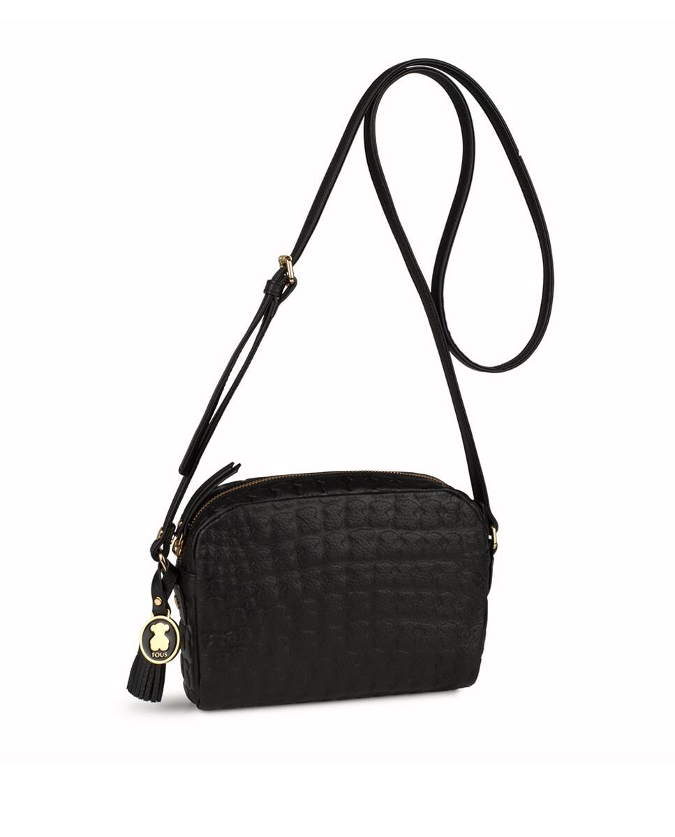 Mala a Tiracolo Sherton Lisa com Textura Rugosa Preto-1