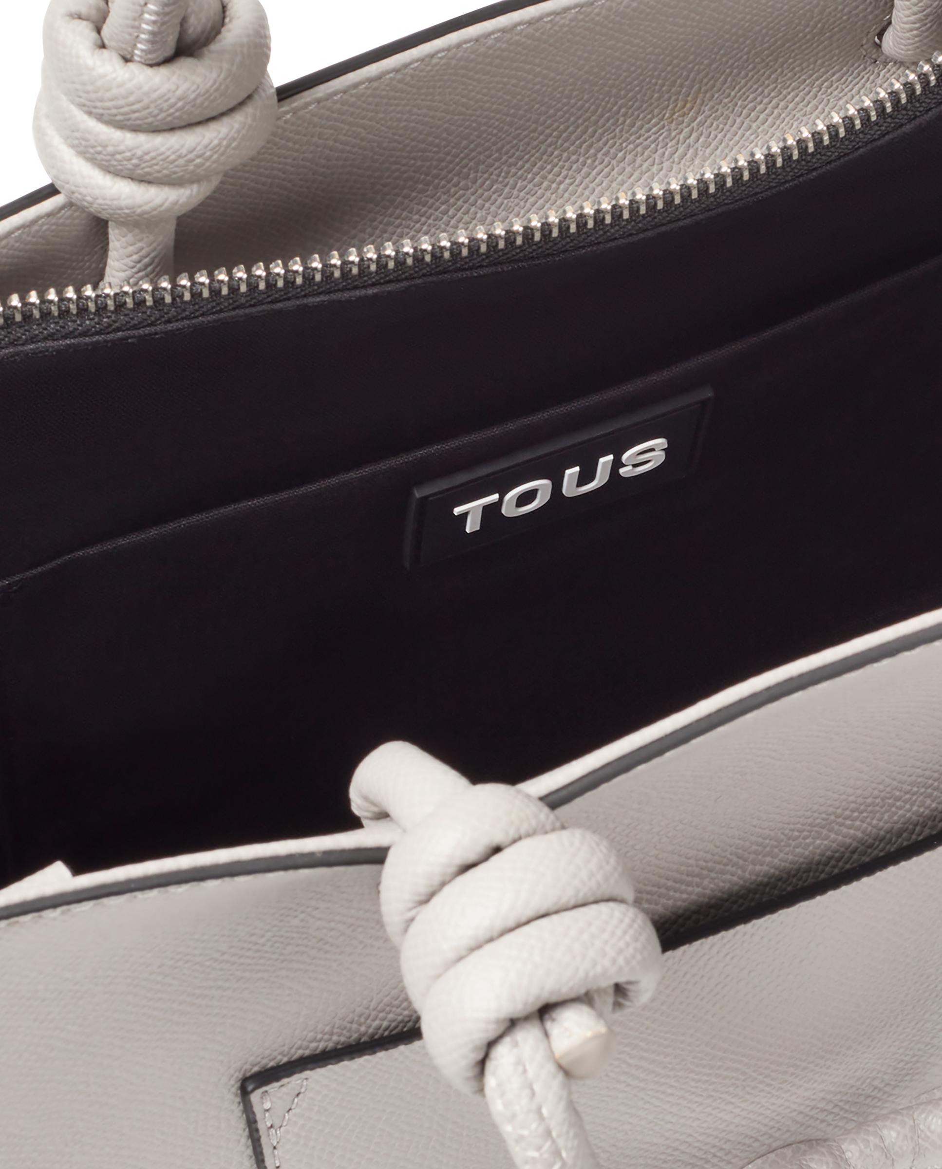 Mala Shopper Média com Fecho de Correr e Alça Curta - Cinzento Cinzento-3