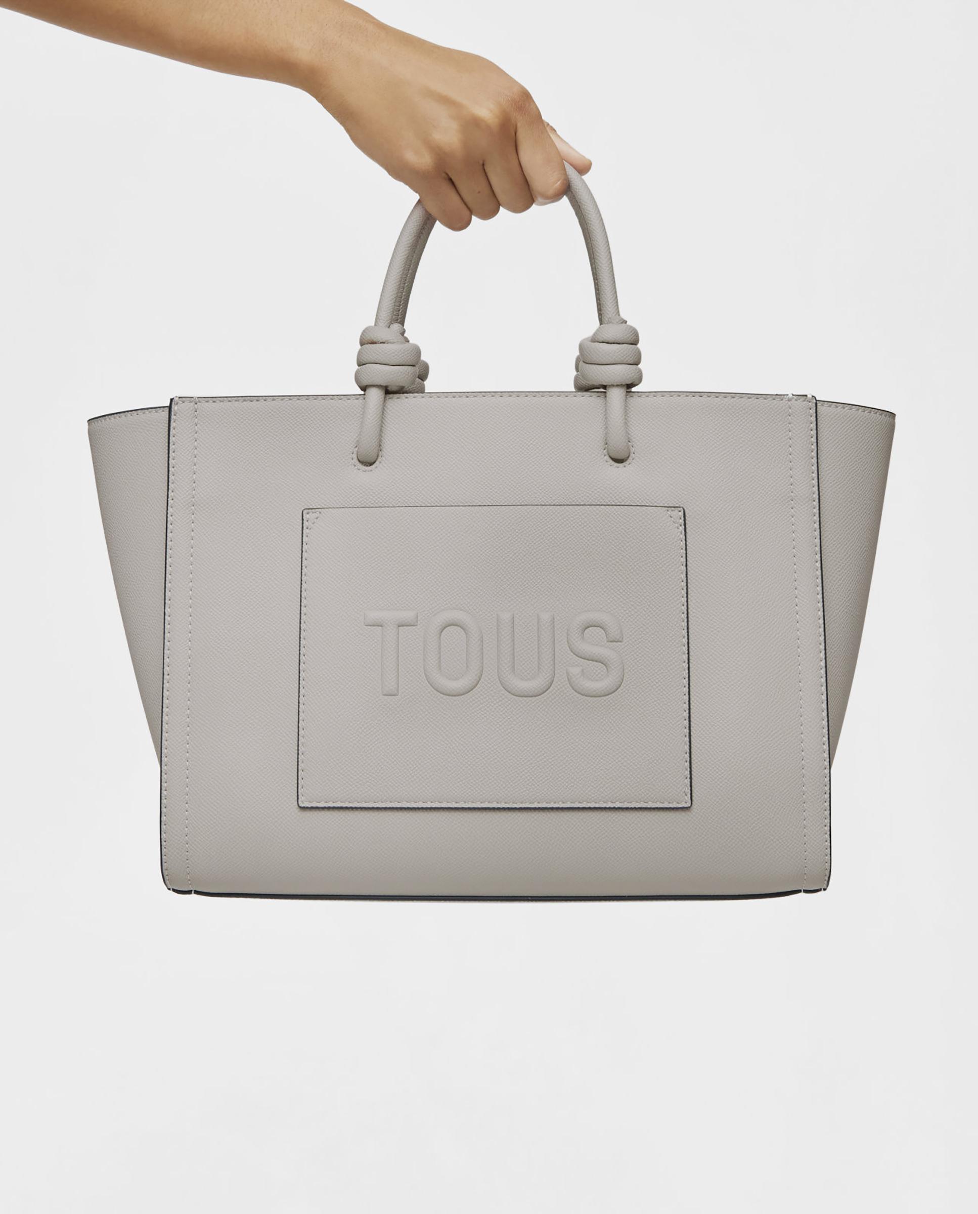 Mala Shopper Média com Fecho de Correr e Alça Curta - Cinzento Cinzento-6