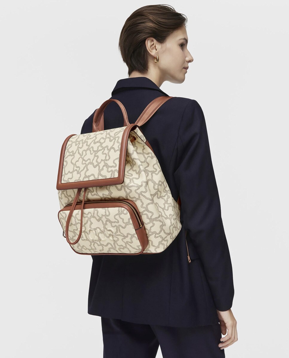 Mochila Kaos Icon Estampada com Ursos Bege-5