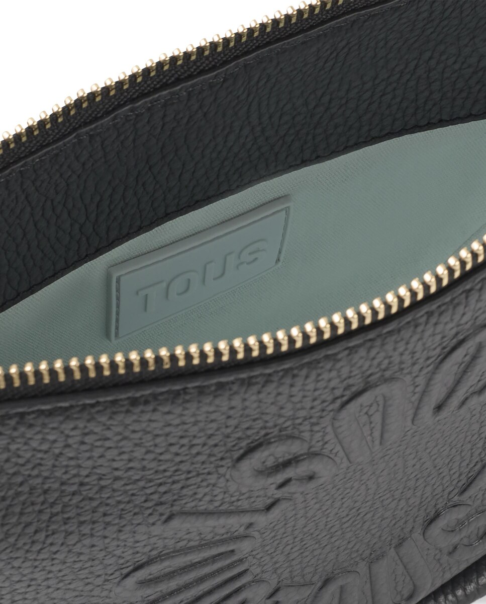 Mala a Tiracolo Meia-Lua com Fecho de Correr Preto-3