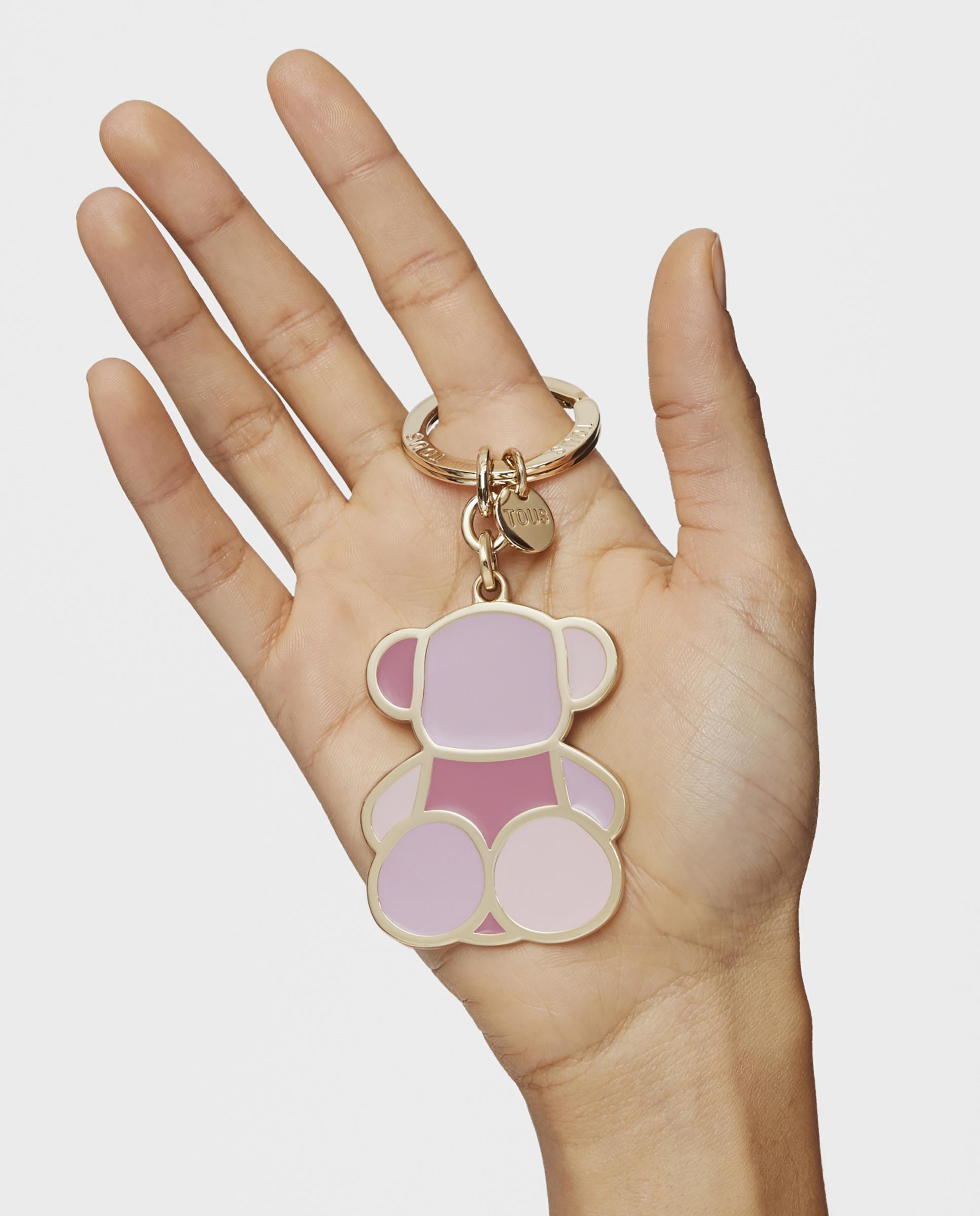 Porta-chaves Bear Faceted de Urso Rosa-claro-3
