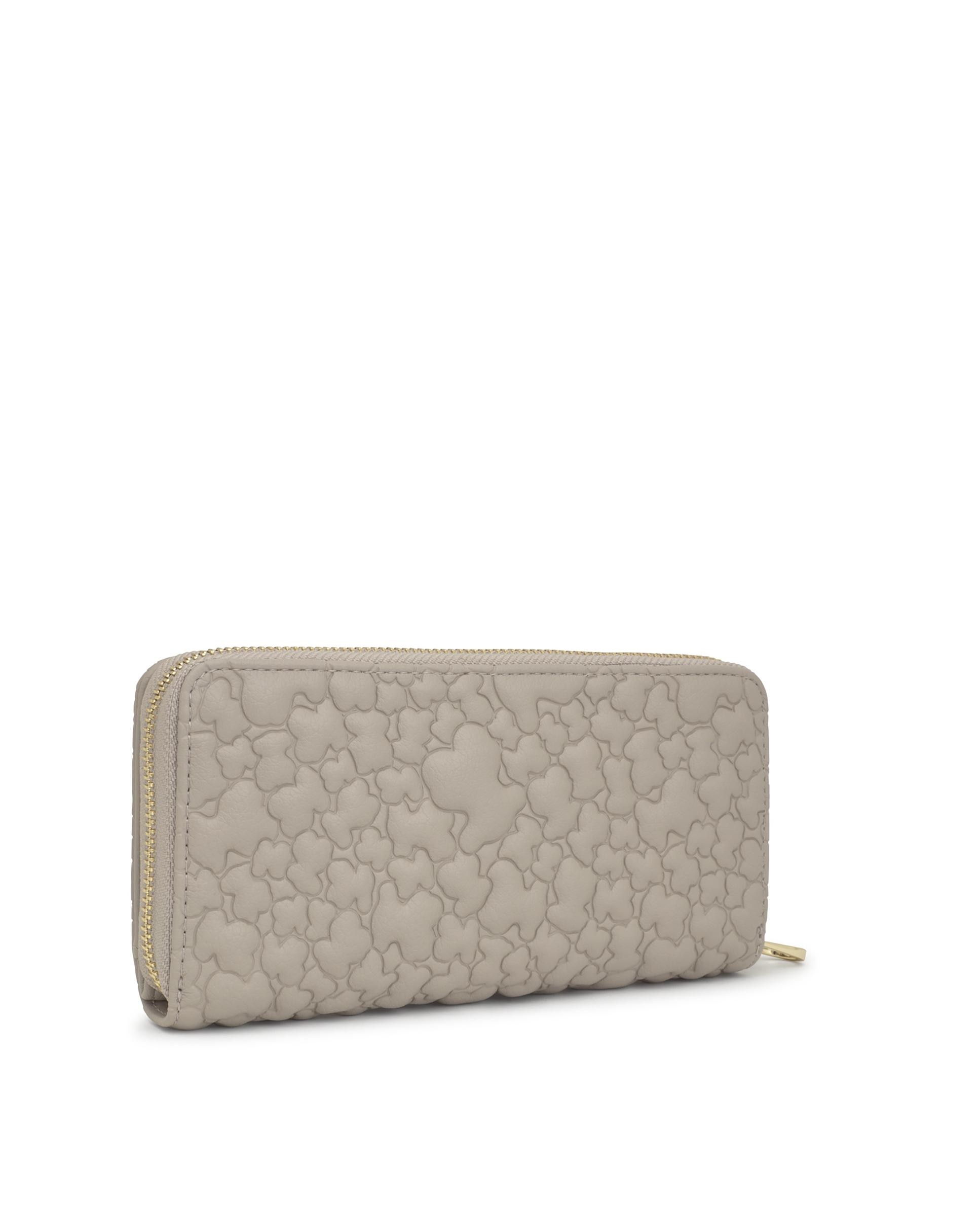 Carteira Puffy Bear Grande com Ursos Taupe-2
