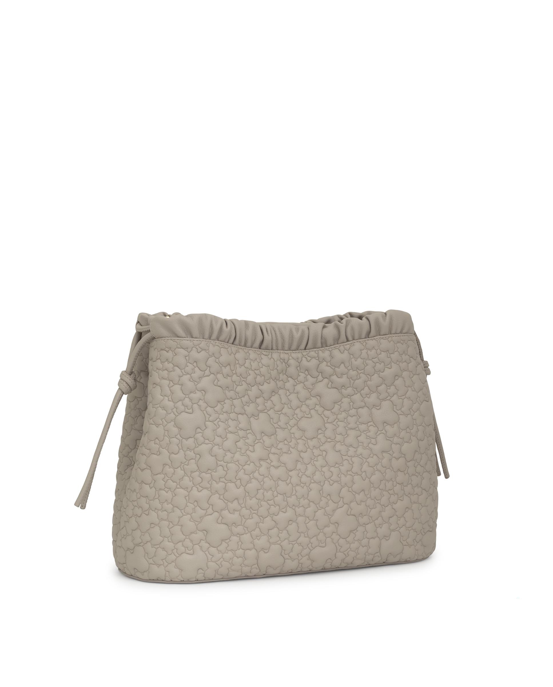 Mala de Ombro Puffy Bear Grande com Ursos Taupe-2