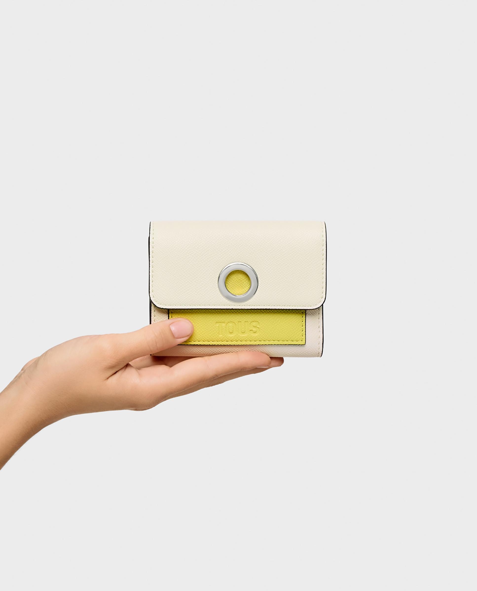 Carteira Poppy Média Lisa Bege-5