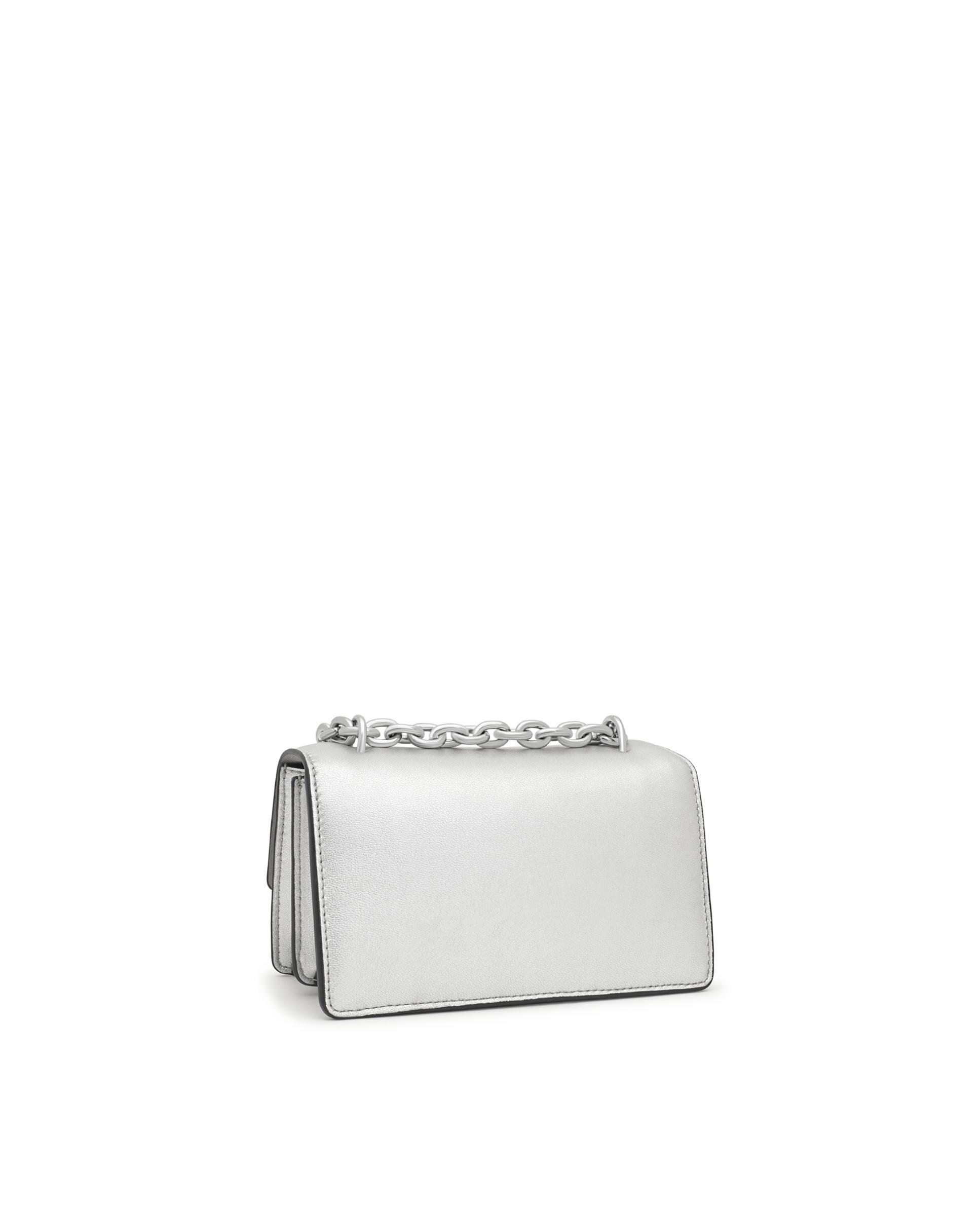 Mala a tiracolo pequena multiposições de mulher Audree Leather Prata-2