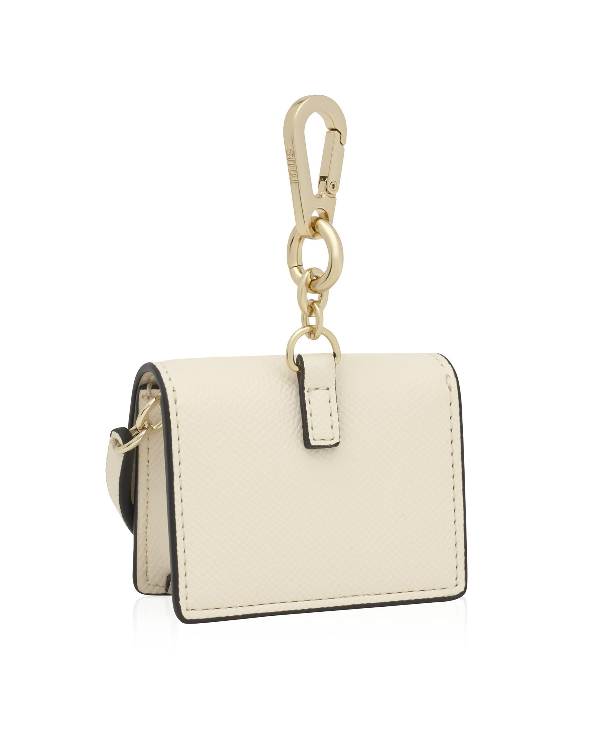 Porta-chaves Audree Mini Mala a Tiracolo com Alça Bege-2