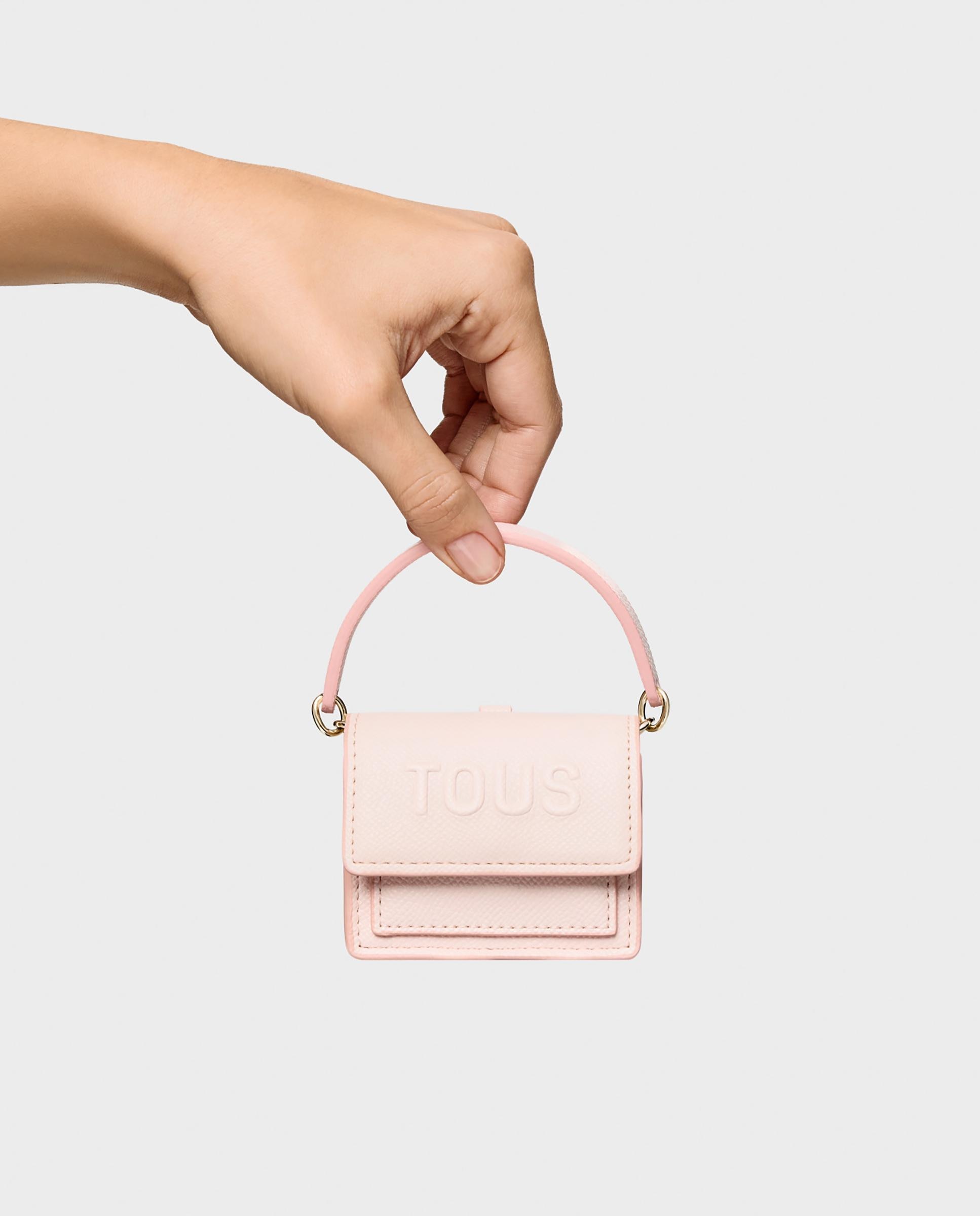 Porta-chaves Audree Mini Mala a Tiracolo com Alça Rosa-claro-3