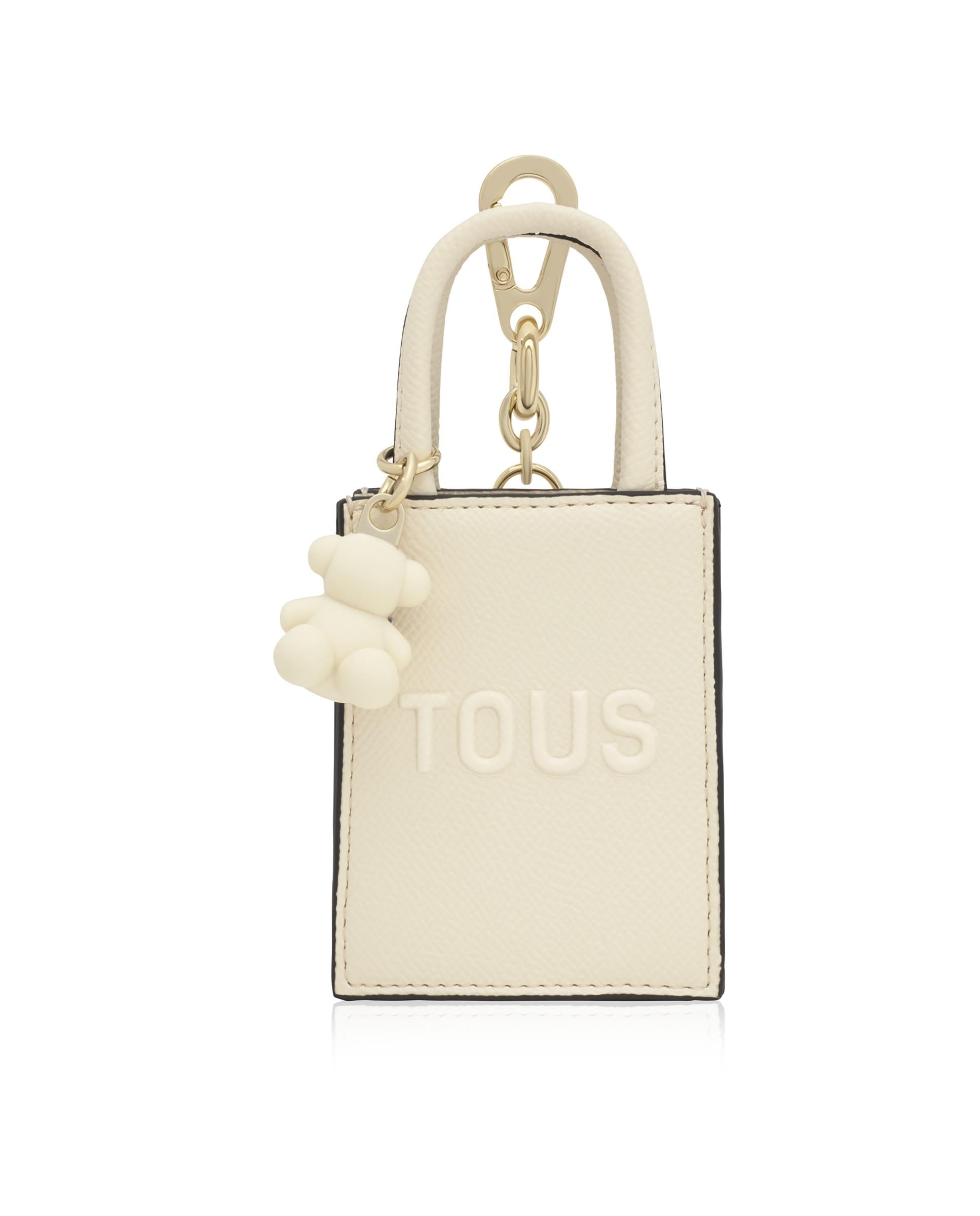 Porta-chaves Mini Mala Pop com Urso Bege-1