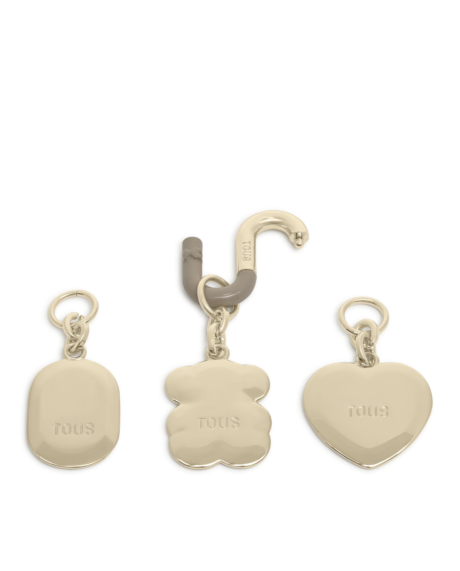 Set de Três Porta-chaves Hold com Pendentes Dourado-2