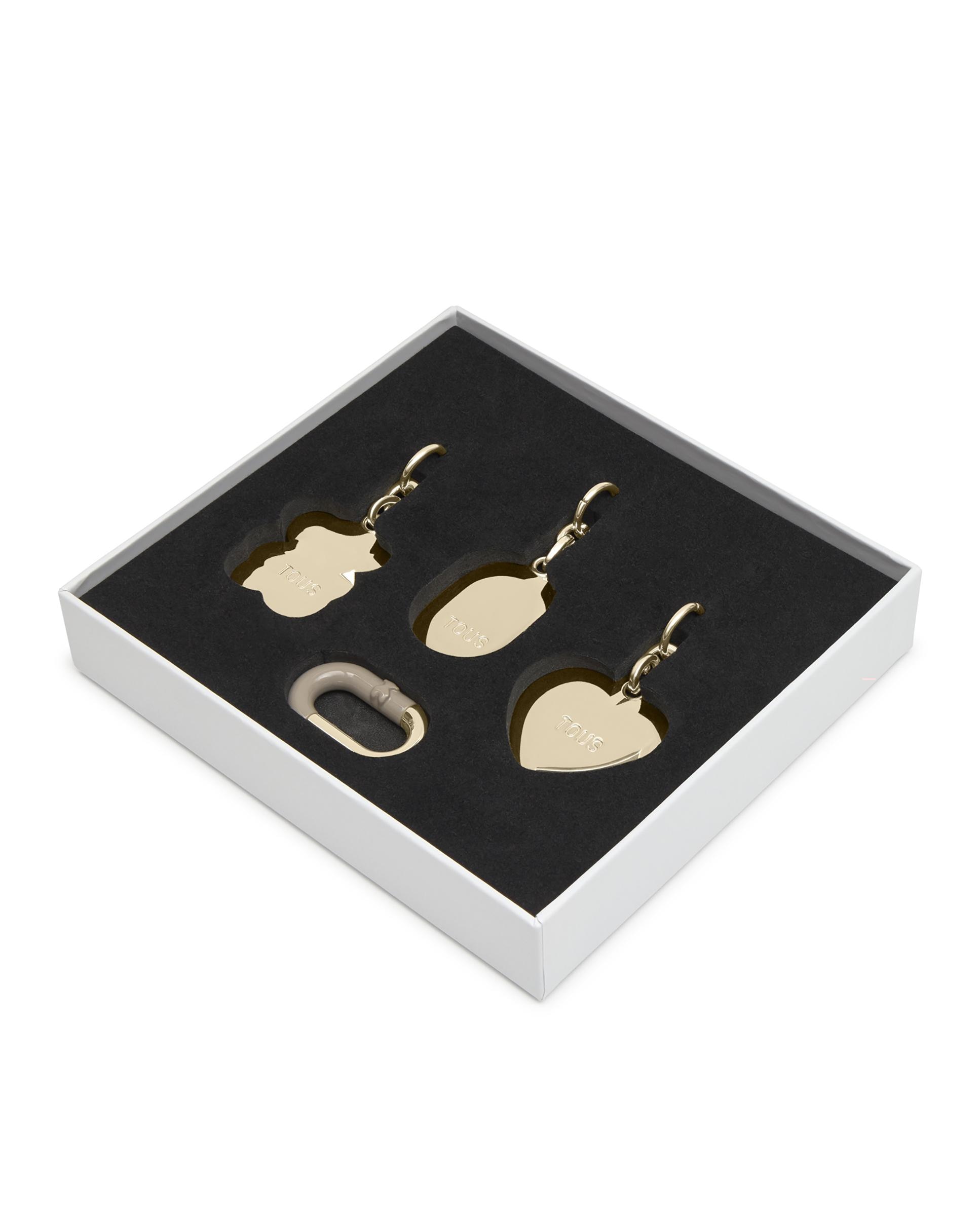 Set de Três Porta-chaves Hold com Pendentes Dourado-3