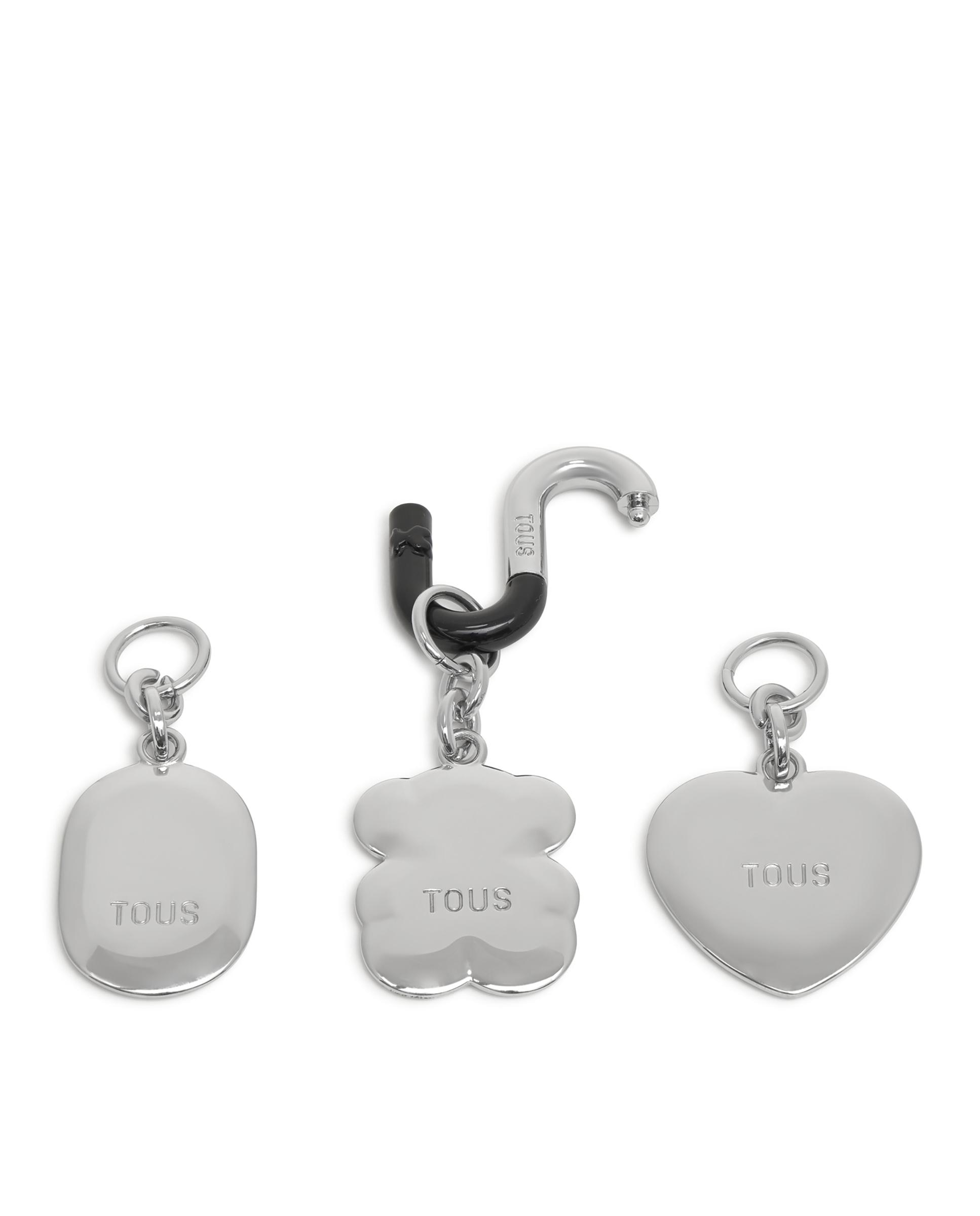 Set de Três Porta-chaves Hold Pendentes Prateado-2