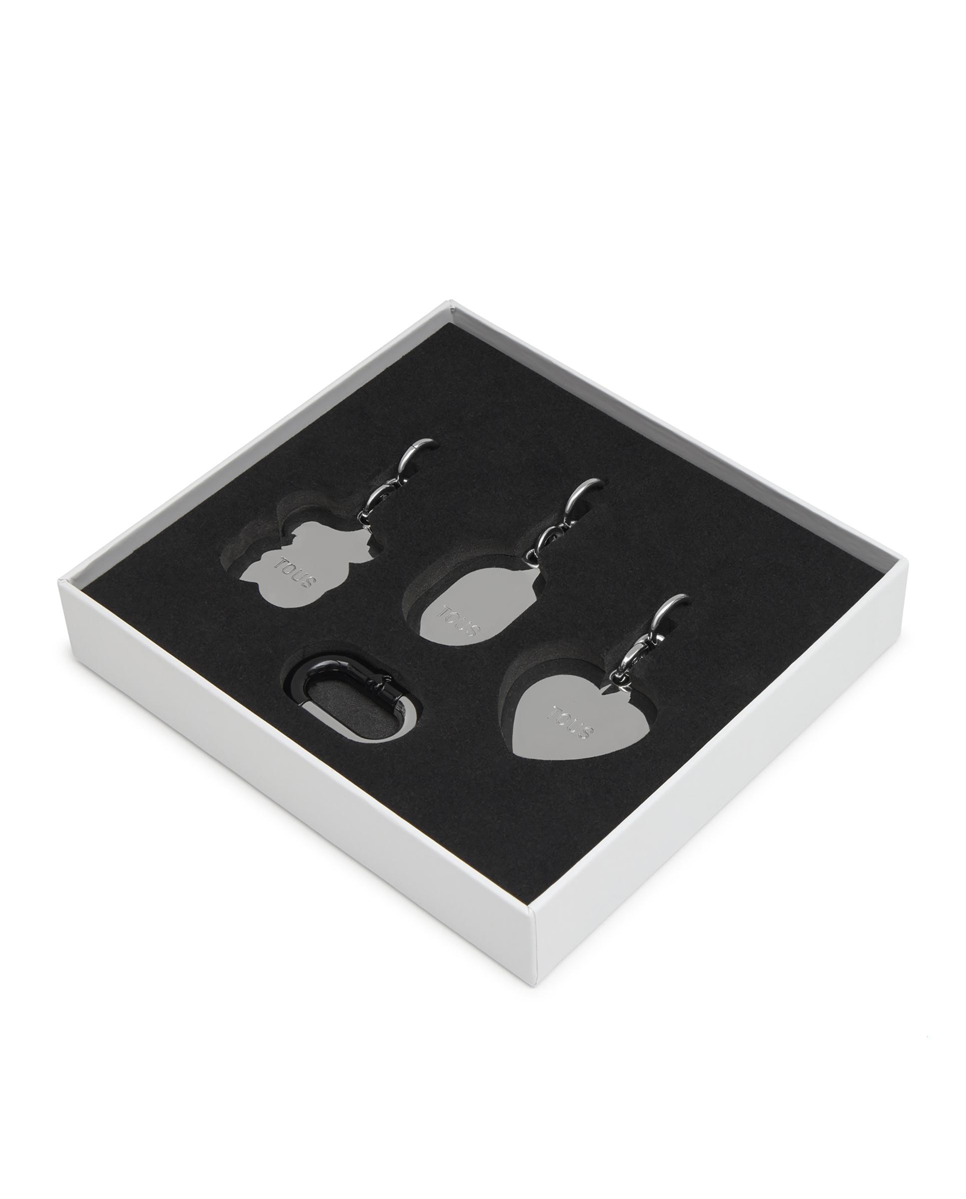 Set de Três Porta-chaves Hold Pendentes Prateado-3