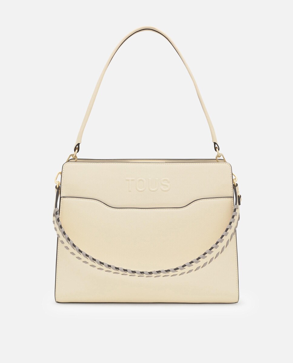 Mala de Ombro Audree Saffiano Média Multiposições Bege-1