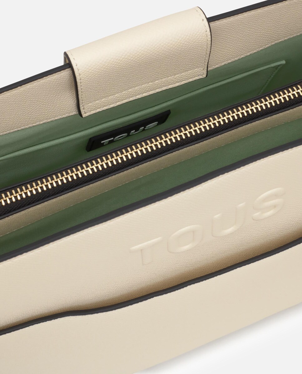 Mala de Ombro Audree Saffiano Média Multiposições Bege-3