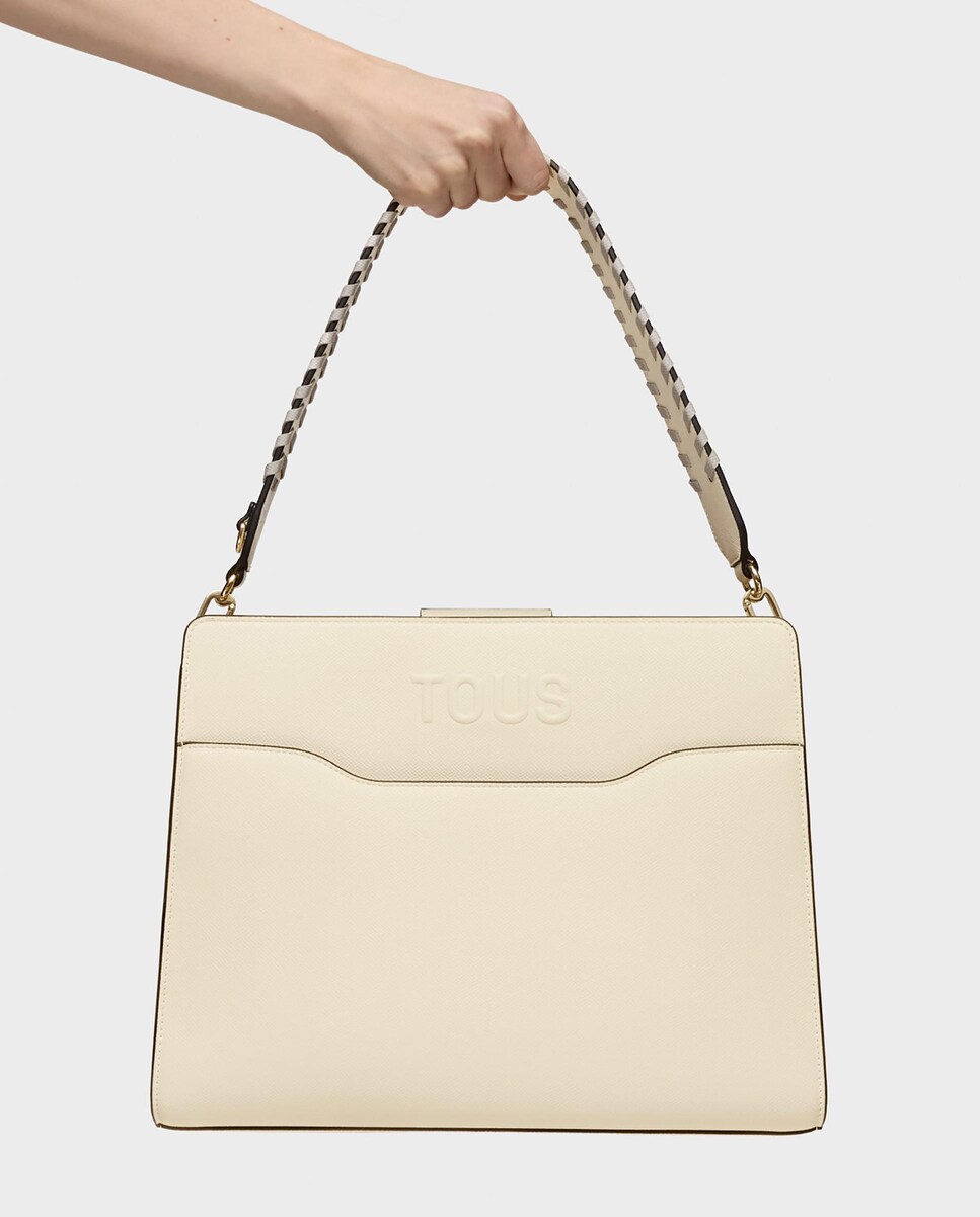 Mala de Ombro Audree Saffiano Média Multiposições Bege-7