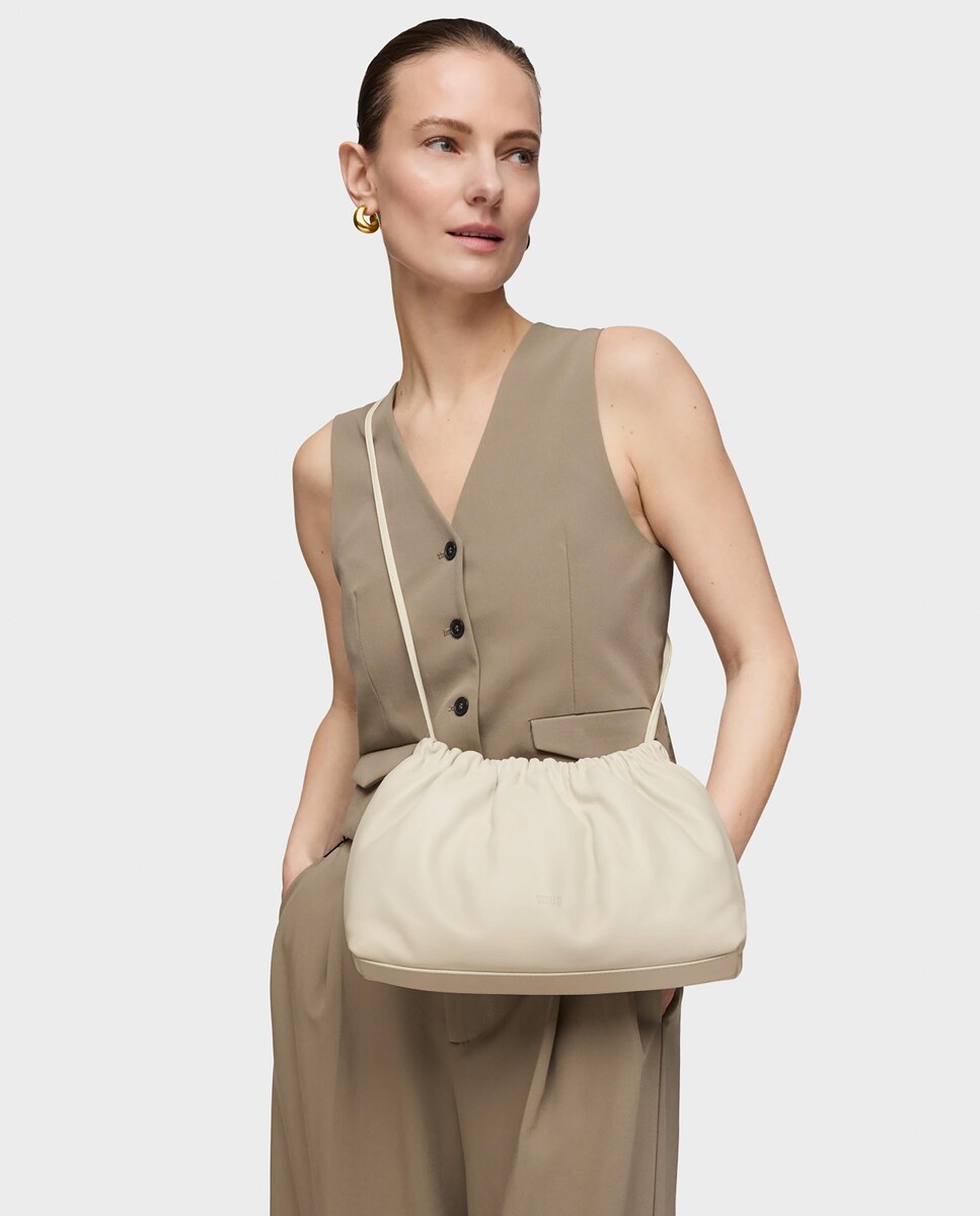 Mala a Tiracolo Cloud Multiposições Elegante Bege-4