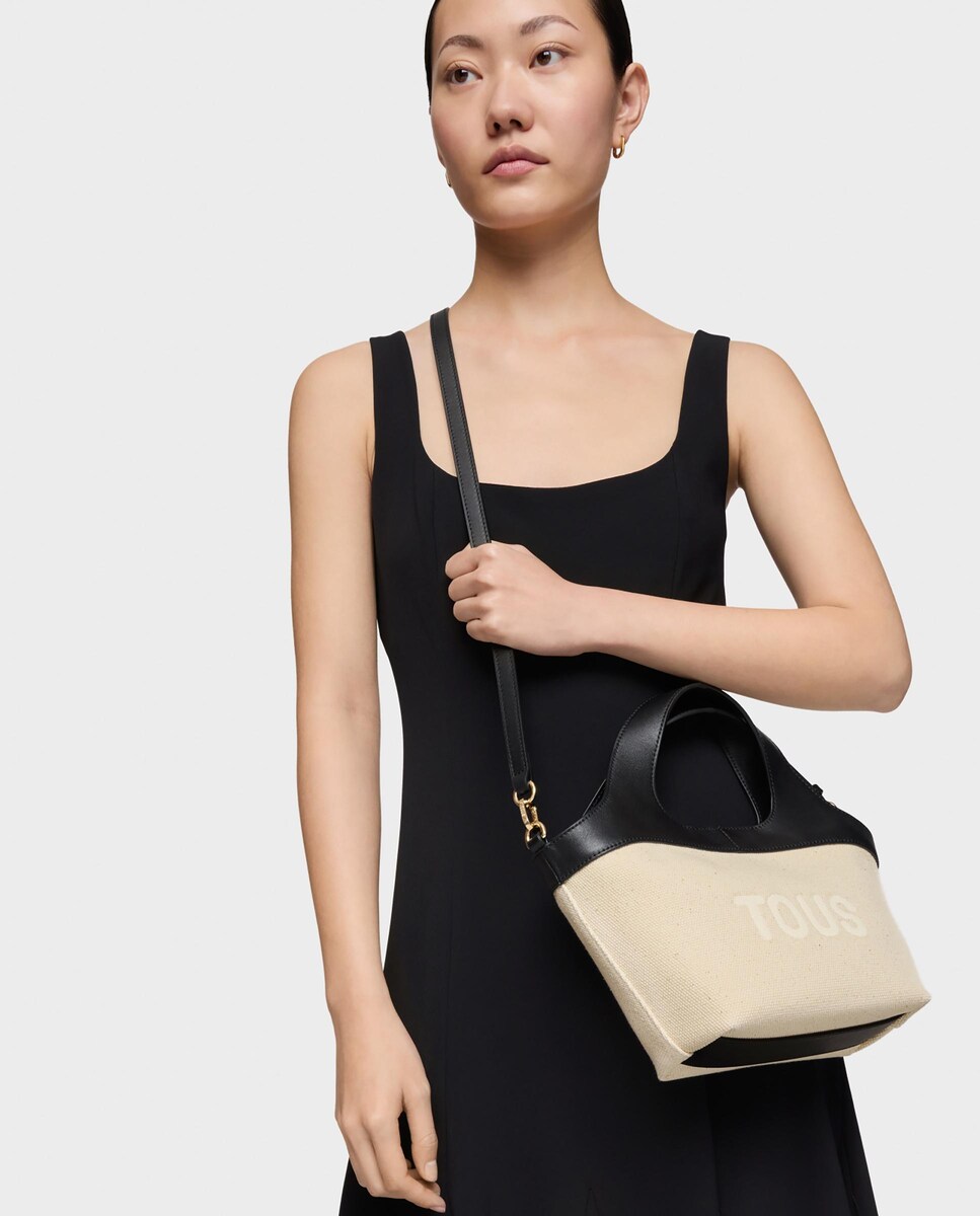 Mala de Ombro Lirio Canvas Pequena Multiposições Bege-5