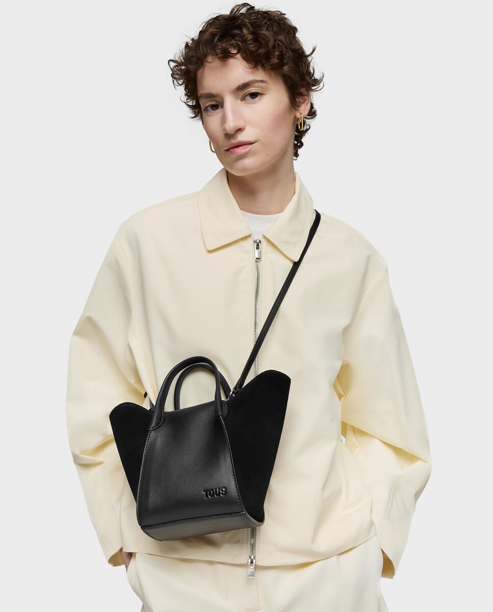 Mala de Ombro Tulip de Pele Pequena Preto-4