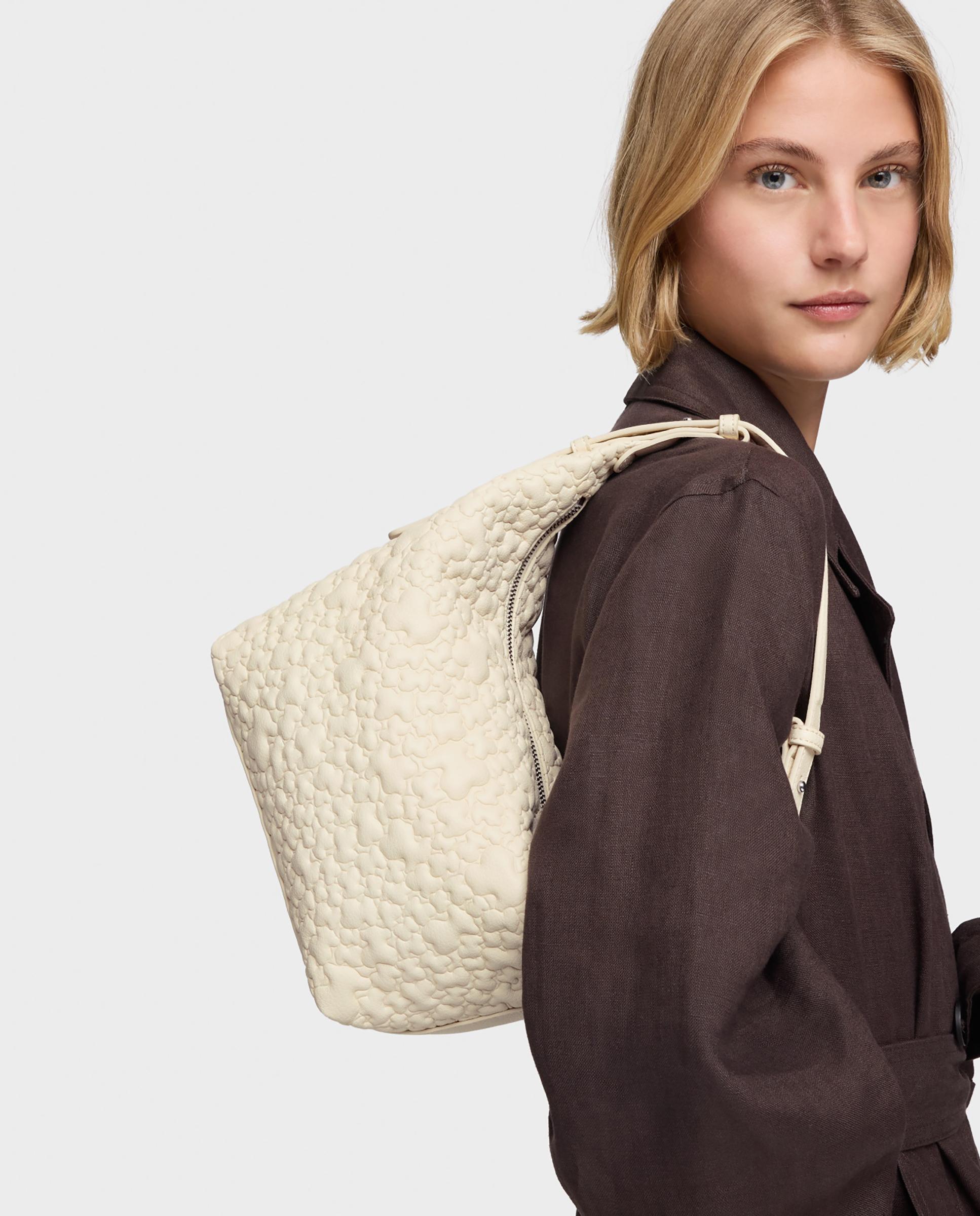 Mala Média com Fecho de Correr Bege-4