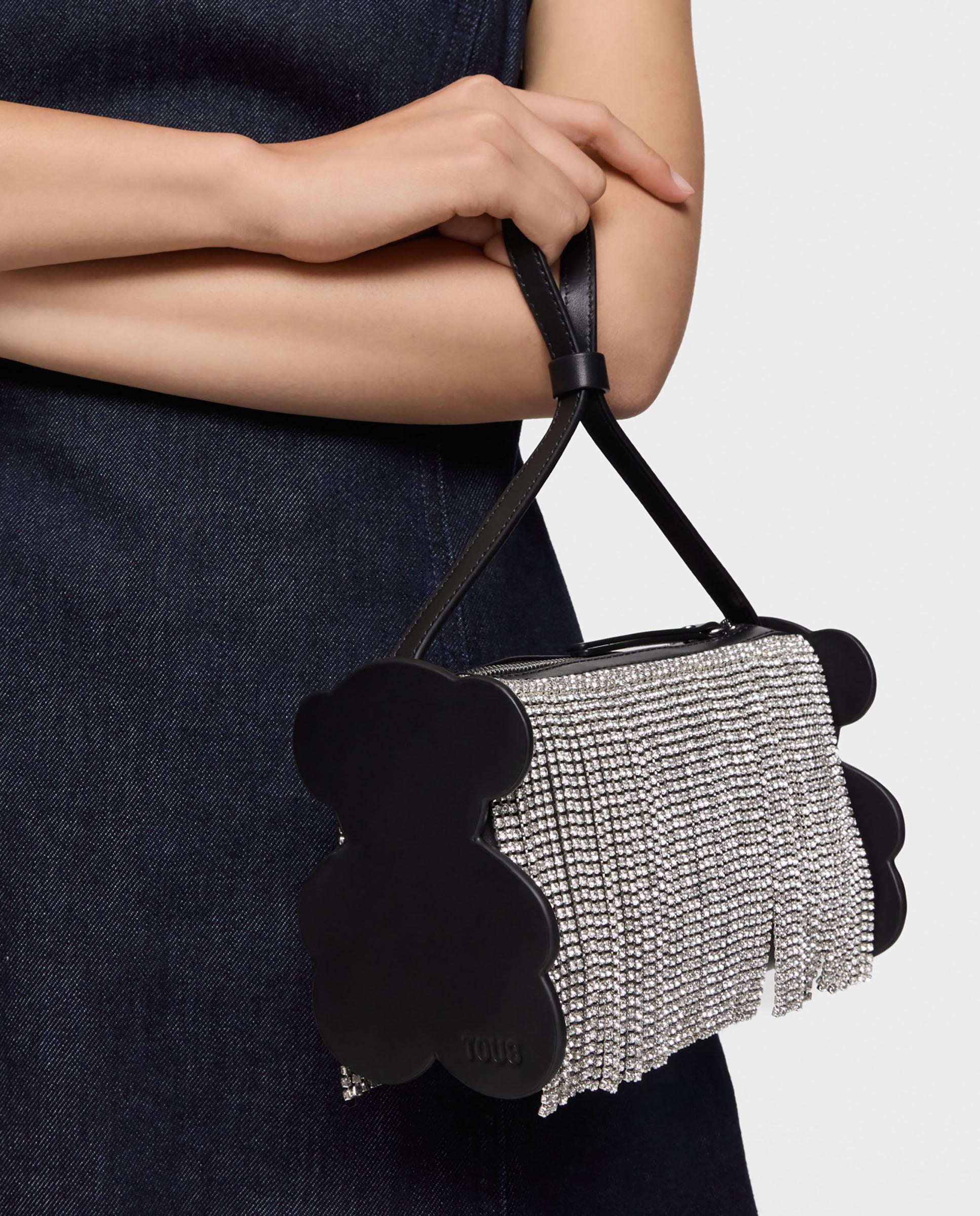 Mala de Ombro Salsi com Detalhes Brilhantes Branco / Preto-5
