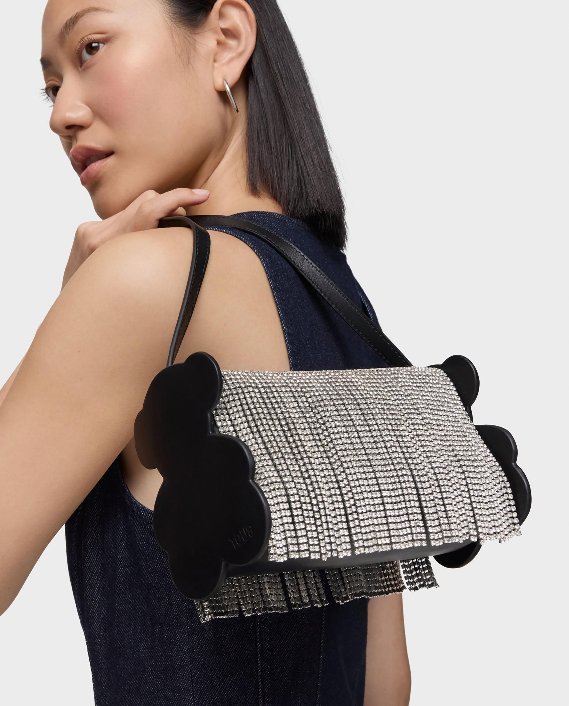 Mala de Ombro Salsi com Detalhes Brilhantes Branco / Preto-6