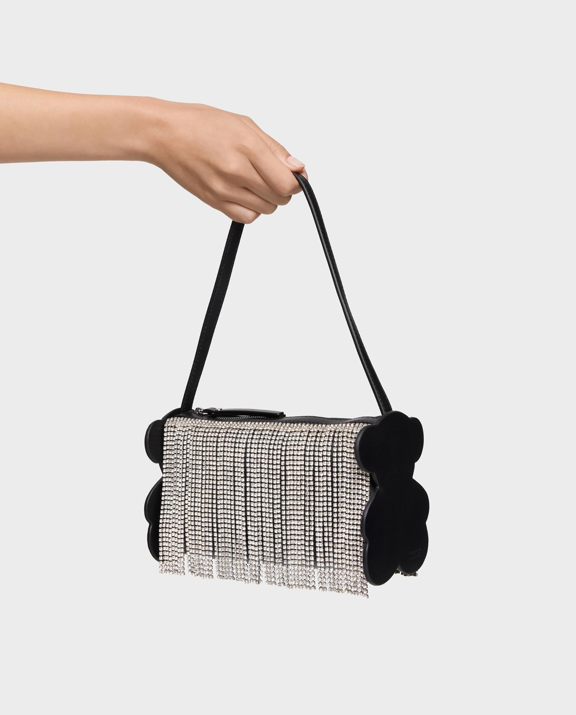 Mala de Ombro Salsi com Detalhes Brilhantes Branco / Preto-8