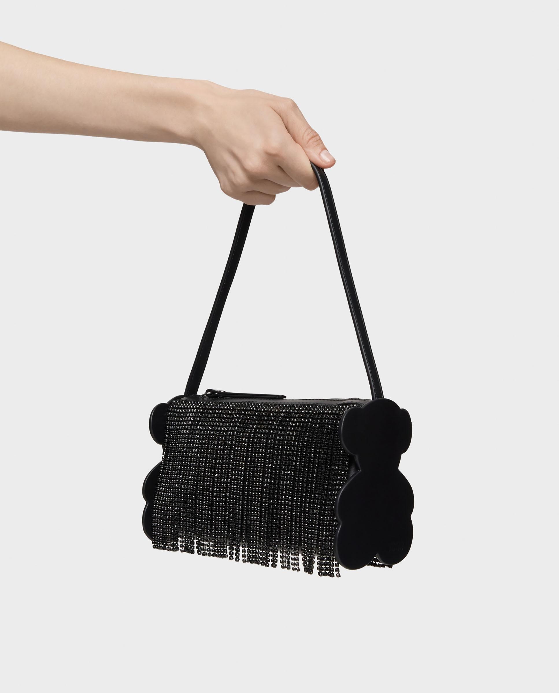 Mala Pequena Salsi com Detalhes Brilhantes Preto brilhante-8