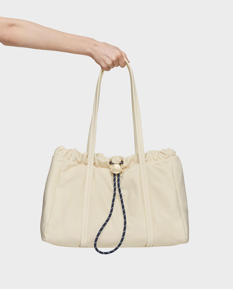 Mala de Ombro Empire Soft com Fecho Ajustável Bege-6